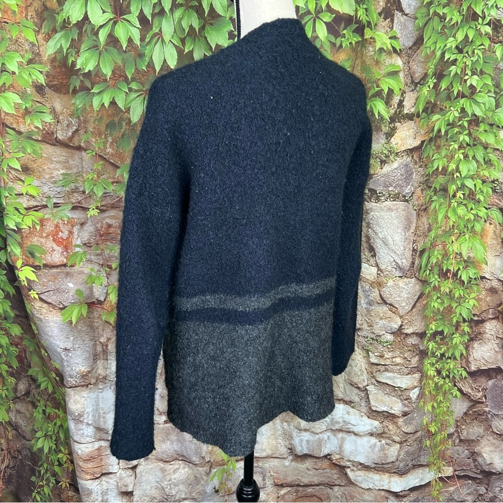 MADEWELL Chunky Gray and Charcoal Double Breasted Wool Blend Cardigan, S - Picture 5 of 9